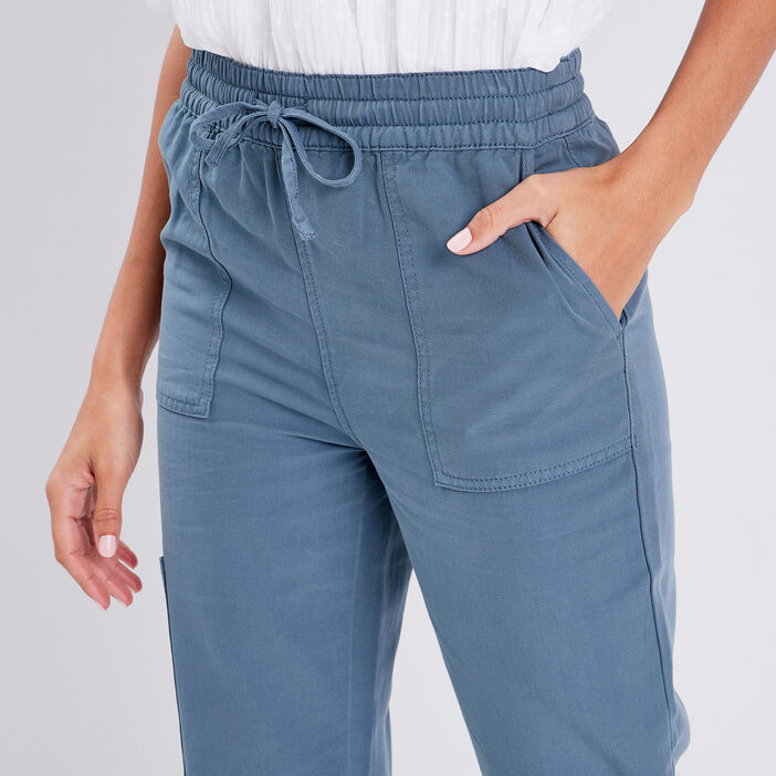 Pantalon cargo taille haute bleu clair femme