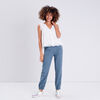 Pantalon cargo taille haute bleu clair femme