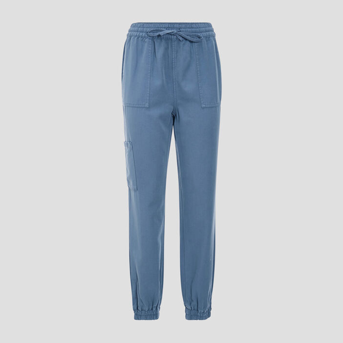 Pantalon cargo taille haute bleu clair femme