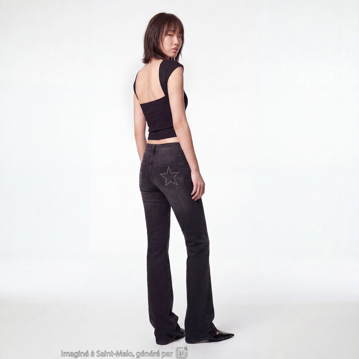 Jean Zoe bootcut taille basse denim noir