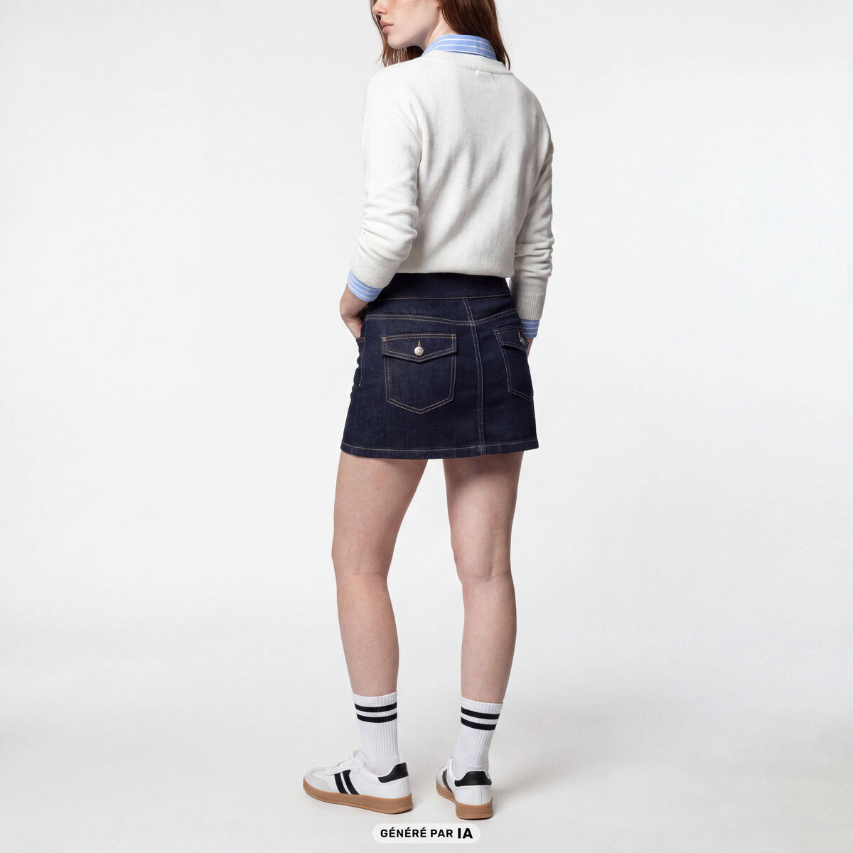 Jupe-short courte en jean denim brut