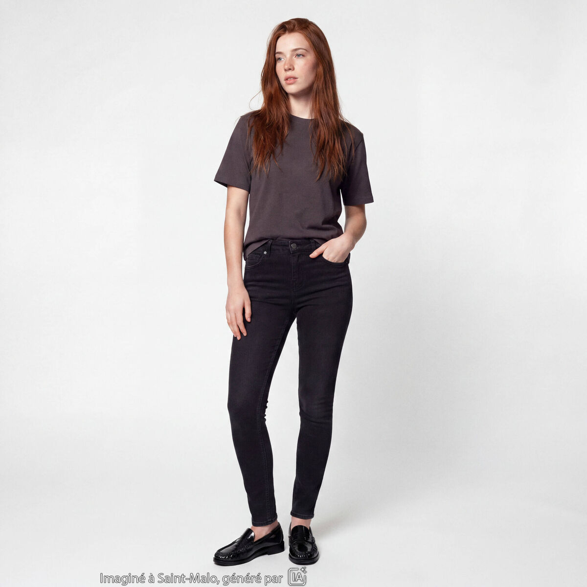 Jean Zoe skinny taille standard denim noir