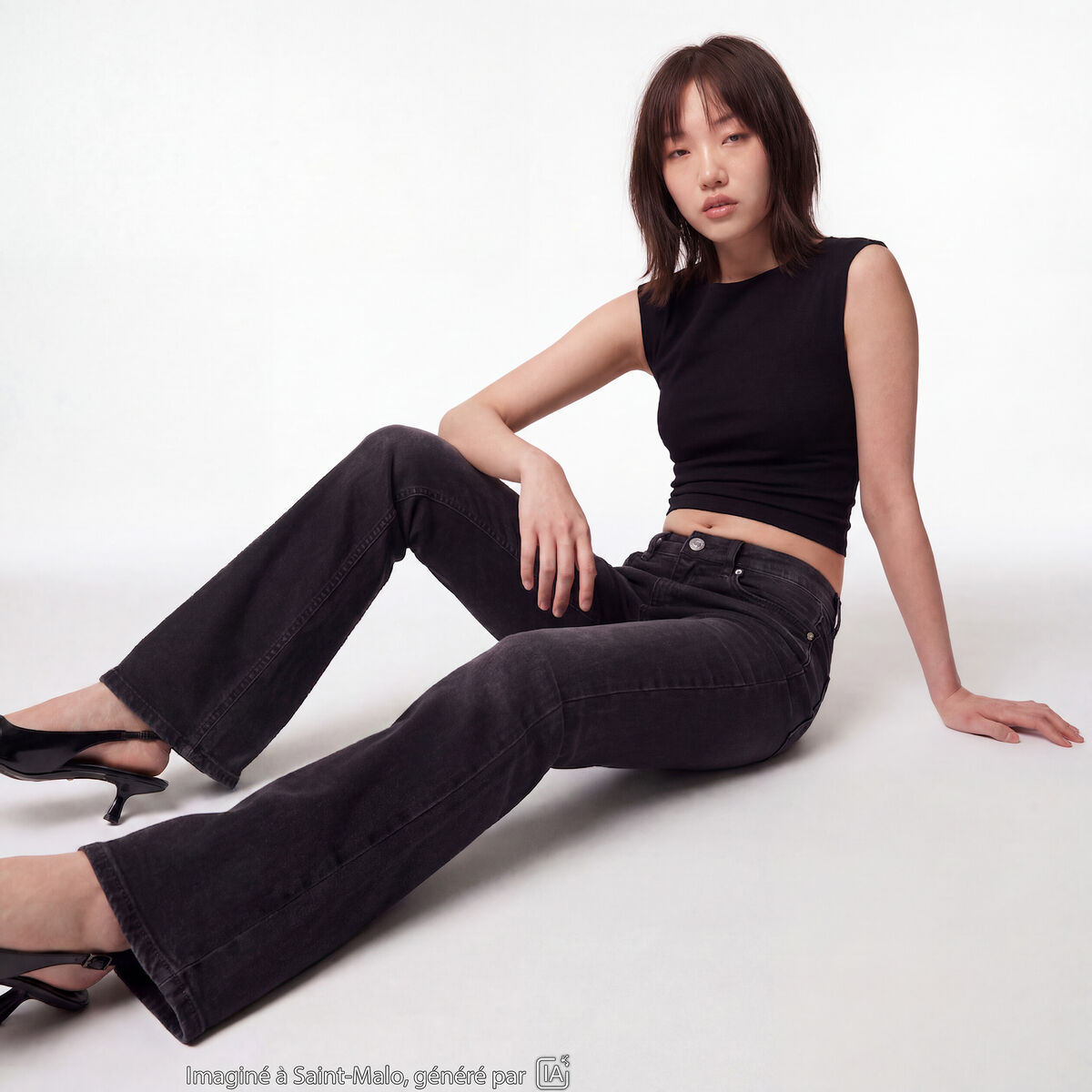 Jean Zoe bootcut taille basse denim noir