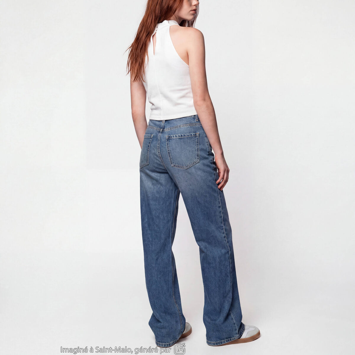 Jean Tom regular taille haute denim double stone