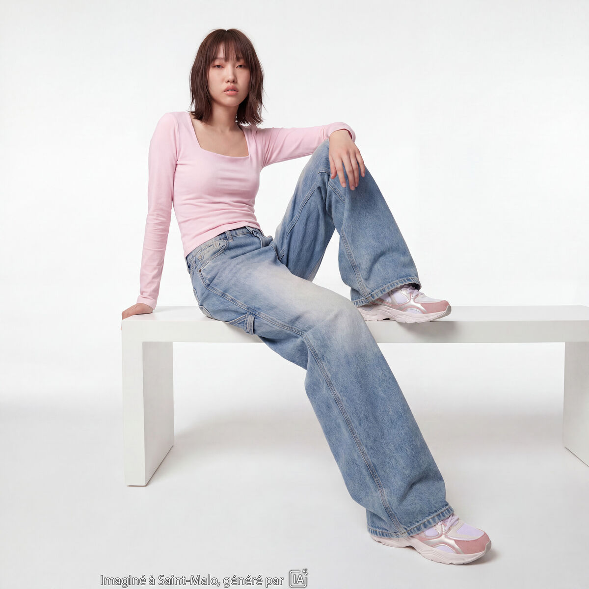 Jean Max loose taille standard denim bleach