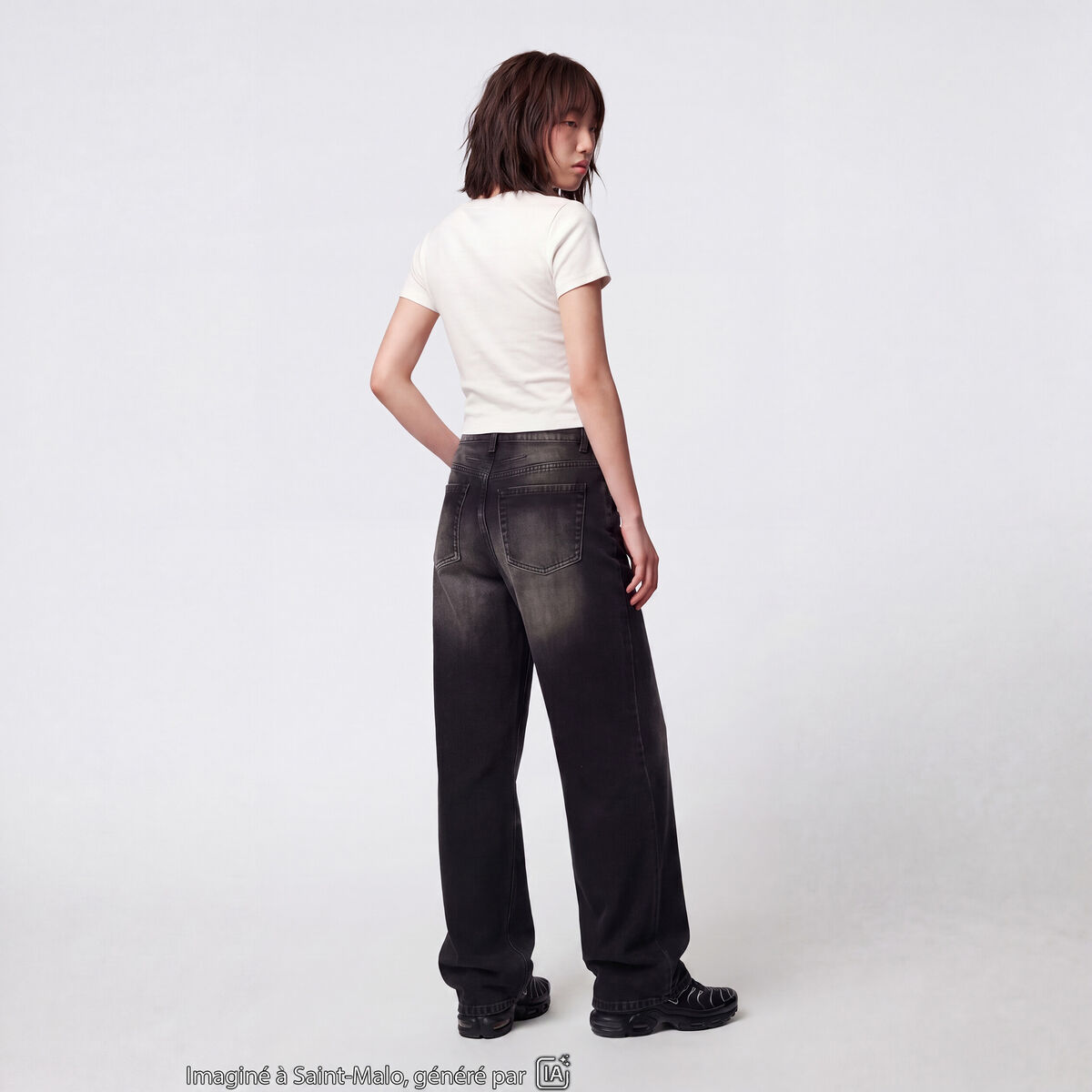 Jean Lenny wide leg taille basse denim noir