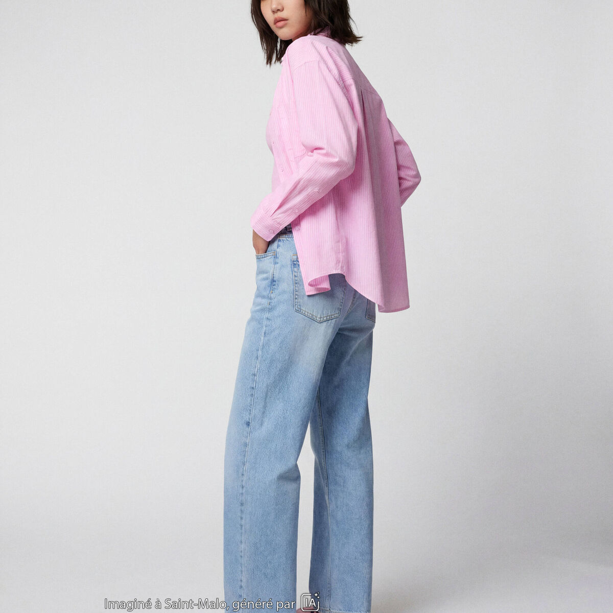 Jean Tom regular taille haute denim bleach