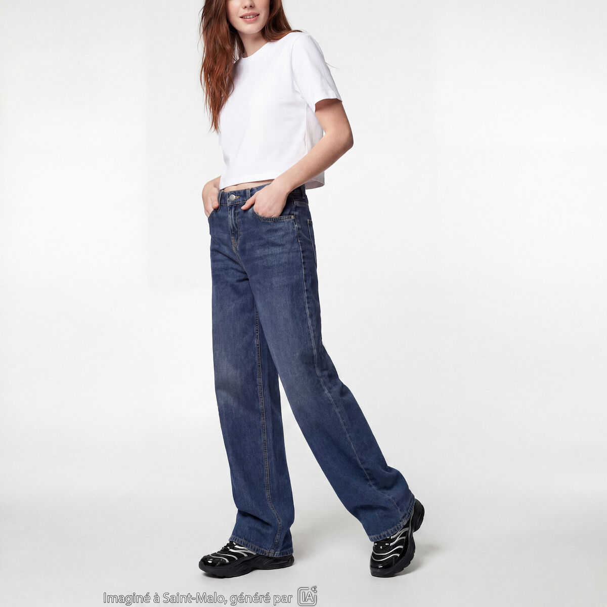 Jean Lenny wide leg taille basse bleu