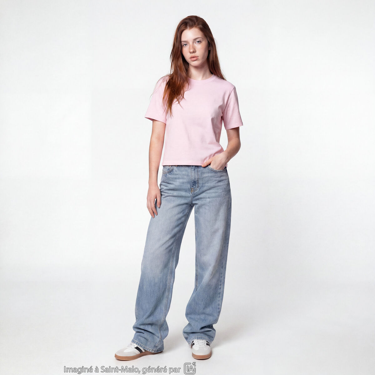 Jean Lenny wide leg taille basse denim double stone