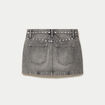 Jupe ajust&eacute;e courte en jean denim gris