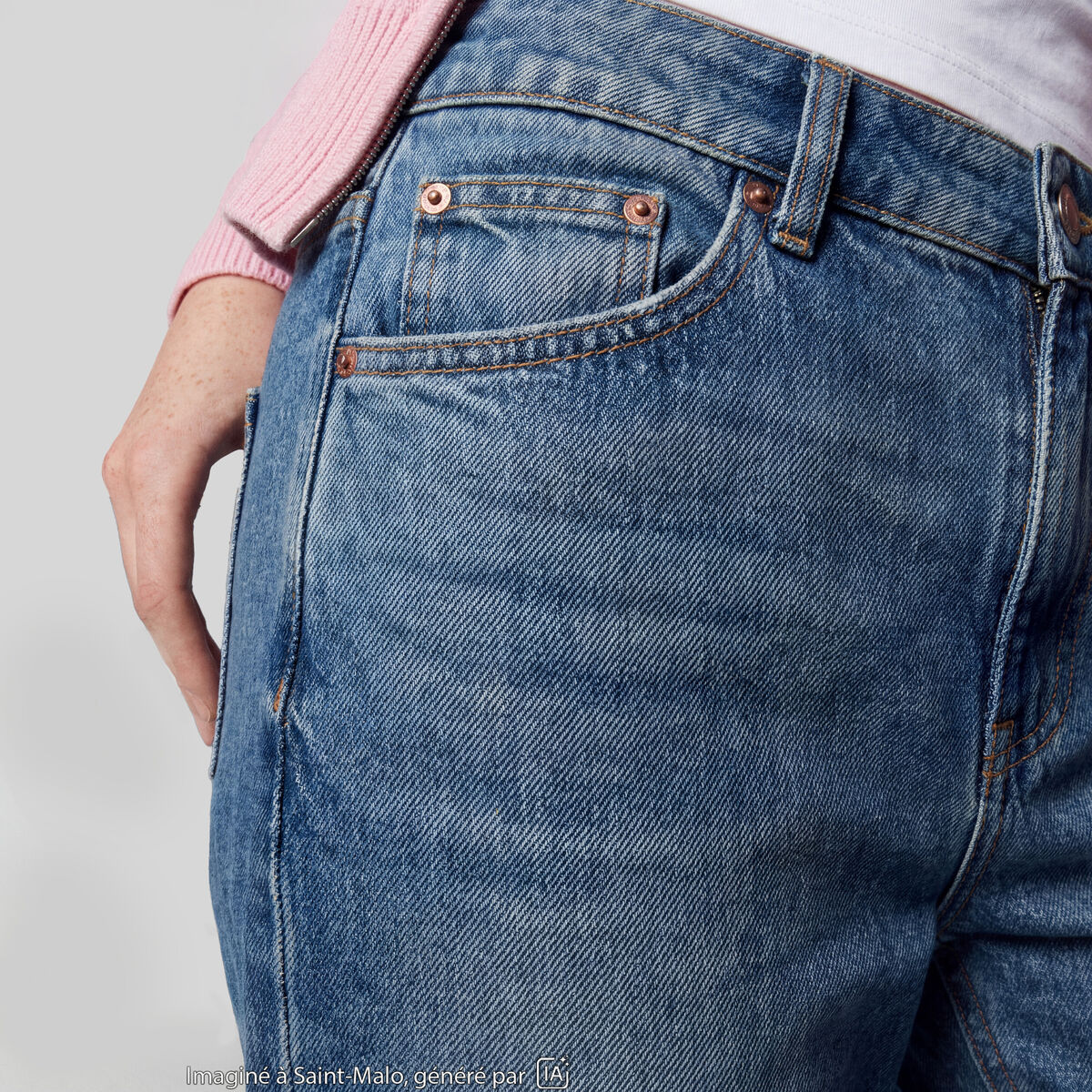 Jean Sam regular taille standard denim double stone