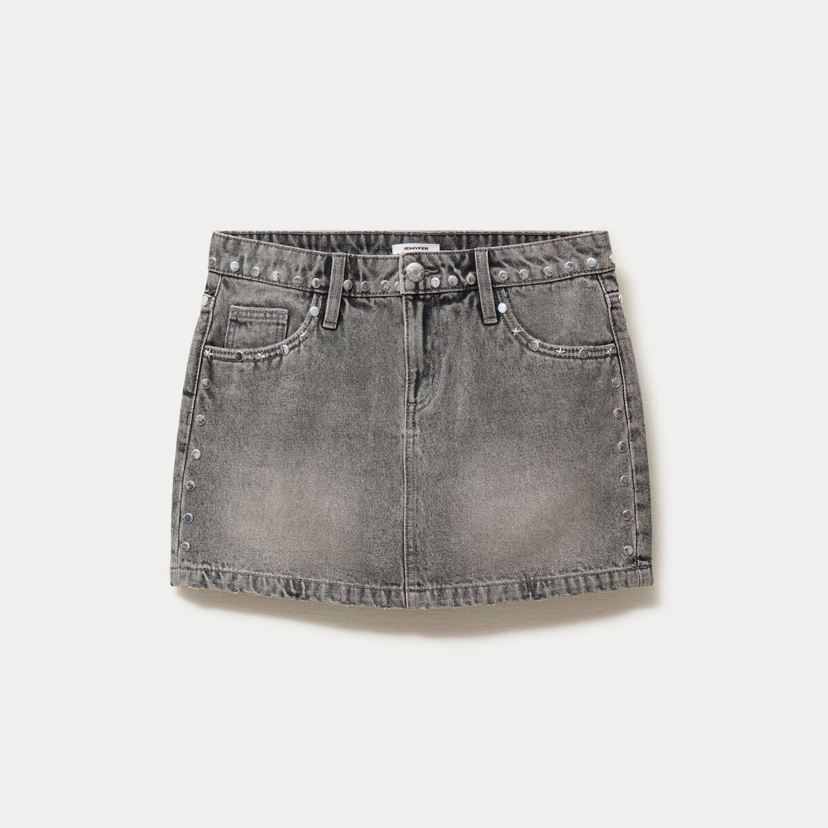 Jupe ajust&eacute;e courte en jean denim gris