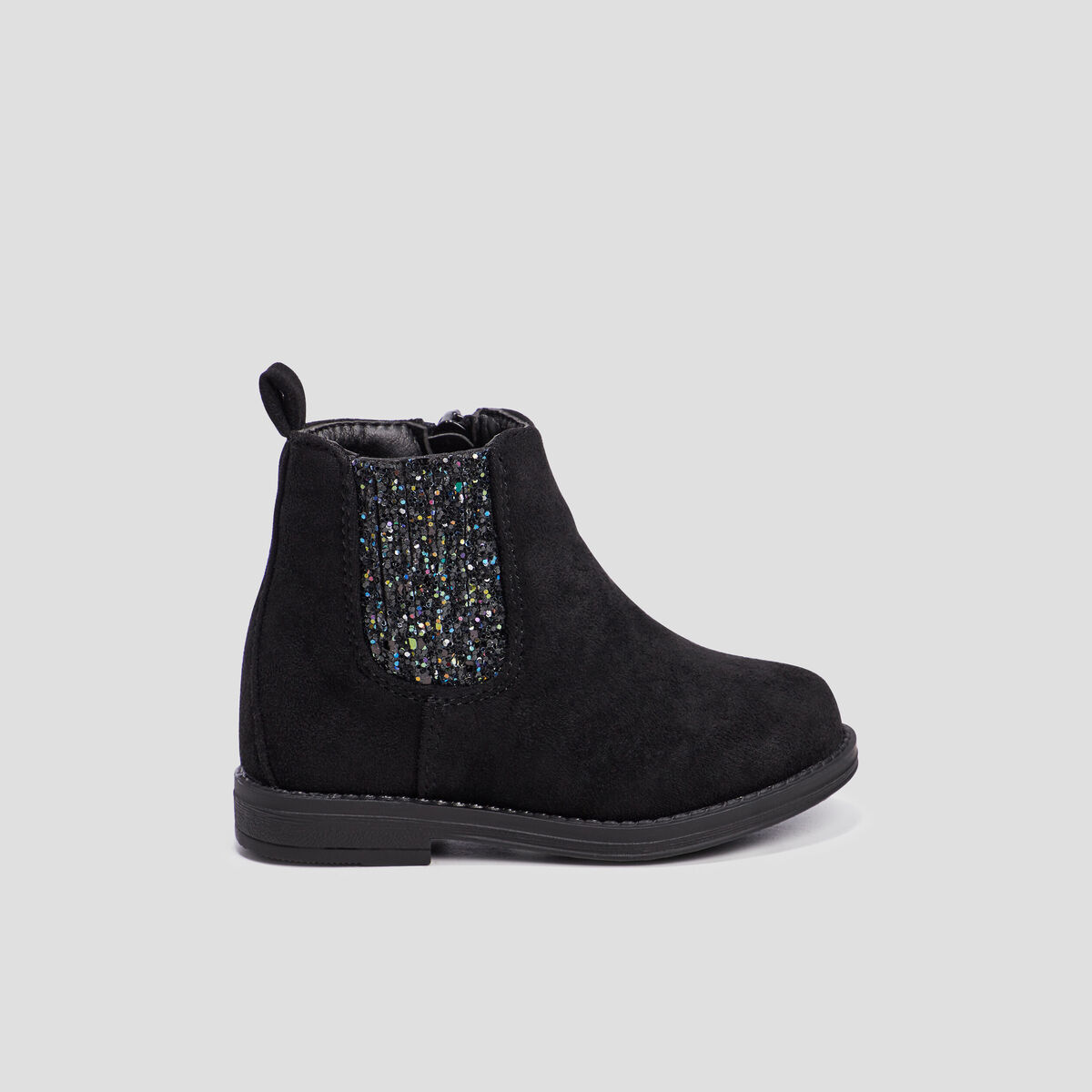Bottines paillet&eacute; chelsea zipp&eacute;es noir b&eacute;b&eacute; fille