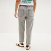 Jean paperbag cropped taille &eacute;lastiqu&eacute;e denim gris femme