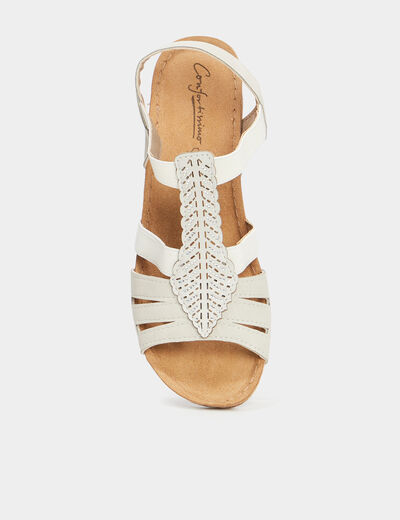 Sandales compensées cuir Confortissimo blanc femme