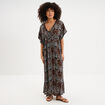 Robe fluide longue col et dos en V noir femme