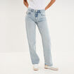 Jean droit taille basse coton denim triple stone femme