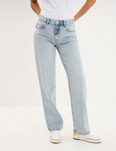 Jean droit taille basse coton denim triple stone femme