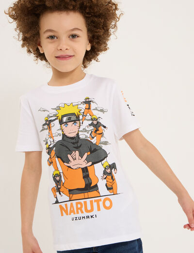 T-shirt manches courtes coton Naruto blanc garçon