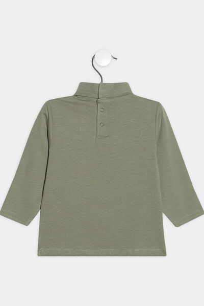 T-shirt avec col roulé vert kaki bébé garçon