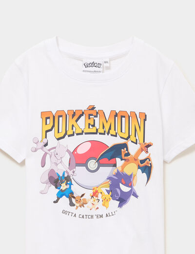 T-shirt manches courtes coton Pok&eacute;mon blanc gar&ccedil;on