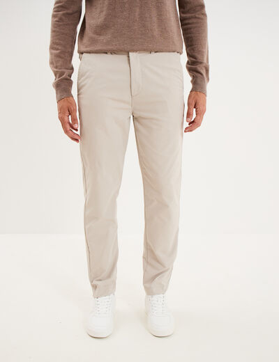 Pantalon chino droit extensible gris clair homme