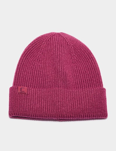 Bonnet tricoté avec bord à revers Creeks prune femme