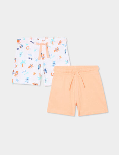 Lot de 2 shorts coton blanc bébé garçon