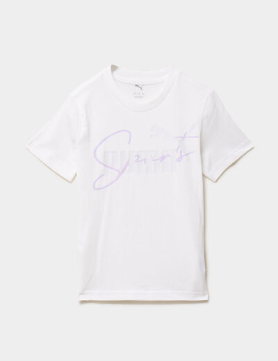 T-shirt manches courtes coton Puma blanc fille