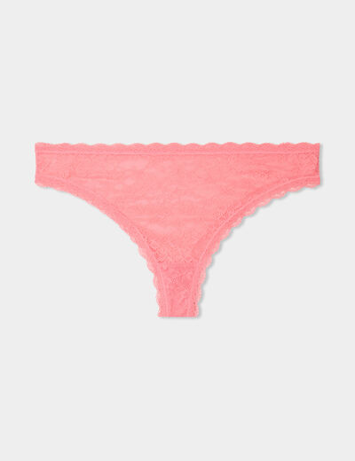 Tanga en dentelle vieux rose femme
