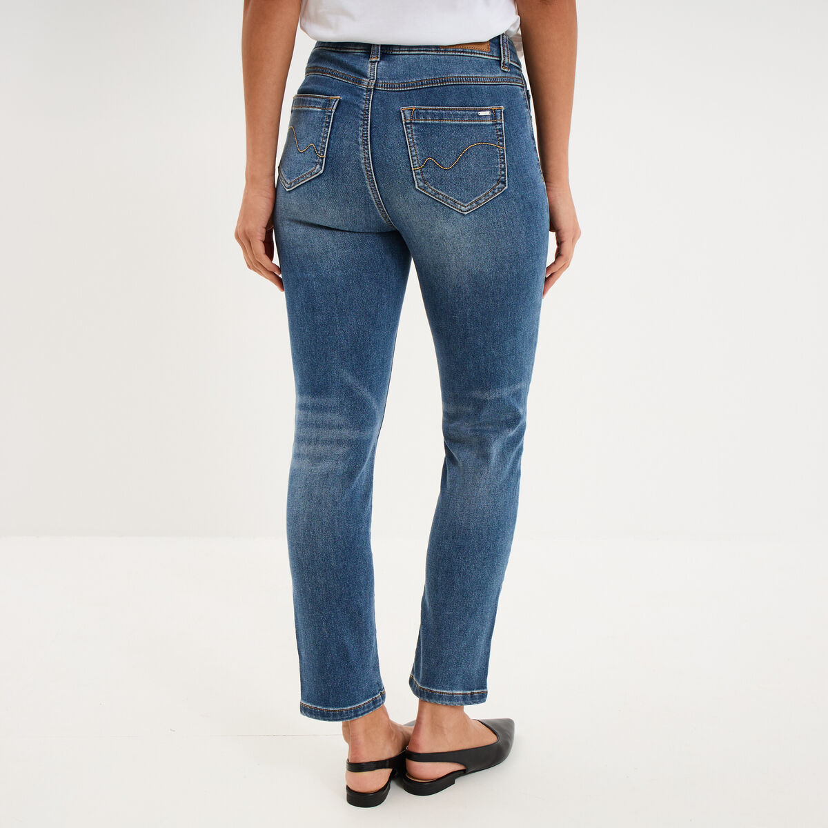 Jean stretch slim 7/8 &egrave;me denim stone femme