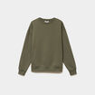 Sweat col rond manches longues vert kaki femme