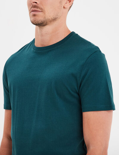 T-shirt droit en coton manches courtes bleu canard homme