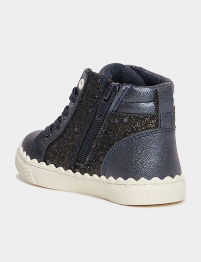 Baskets montantes zipp&eacute;es bleu marine b&eacute;b&eacute; fille