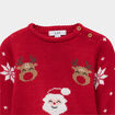 Pull de No&euml;l col rond manches longues rouge b&eacute;b&eacute; gar&ccedil;on