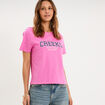 T-shirt col rond manches courtes rose fushia femme