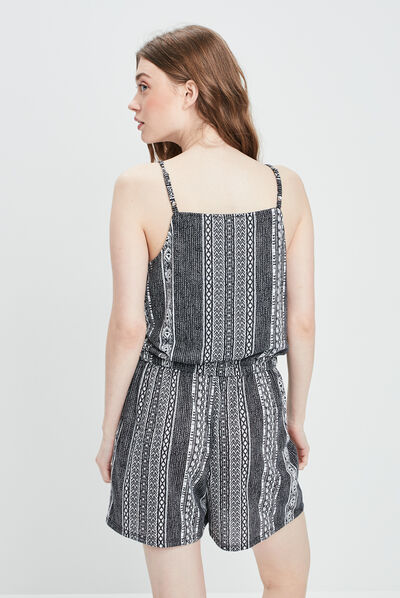 Combishort à bretelles noir femme