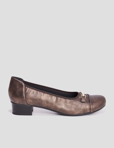 Ballerines à talons pied large marron foncé femme