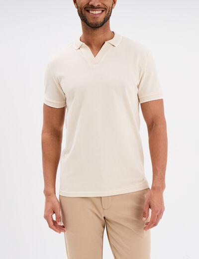 Polo droit manches courtes coton ecru homme