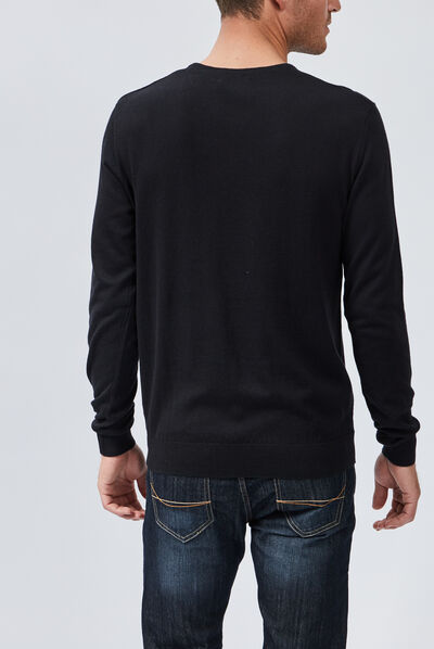Pull avec col en V noir homme