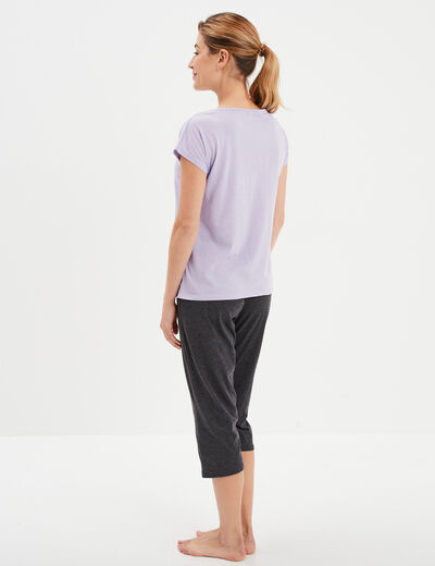 Ensemble pyjama corsaire 2 pièces parme femme