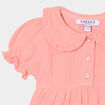 Robe col claudine gaze de coton rose corail bébé fille
