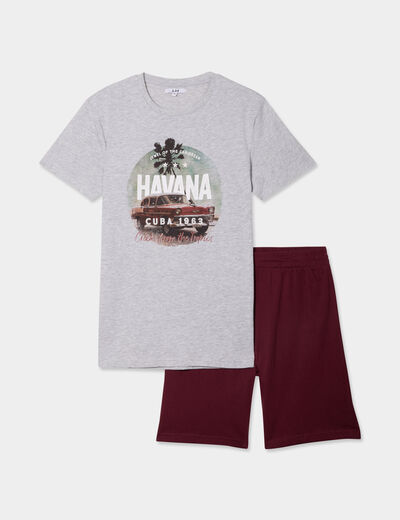 Ensemble pyjama short gris homme