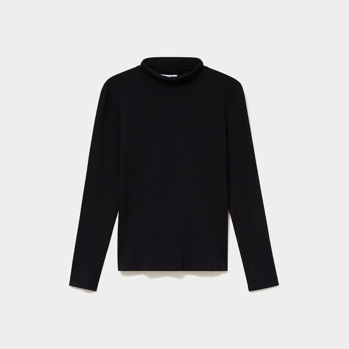 T-shirt manches longues col roul&eacute; noir femme