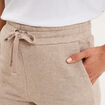 Pantalon jogging taille haute beige femme