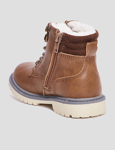 Bottines zippées doublées marron garçon
