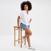 Short en jeans &agrave; pont denim double stone femme