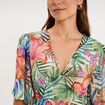 Robe longue bas volants col en V multicolore femme