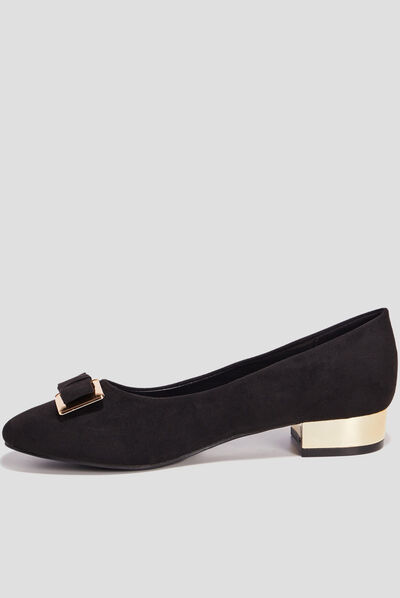 Ballerines à talon doré noir femme