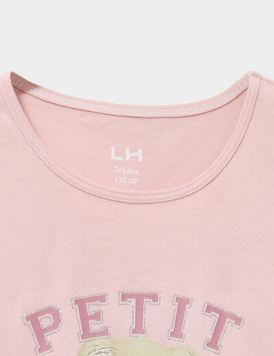 Ensemble pyjama pantalon et t-shirt rose clair fille